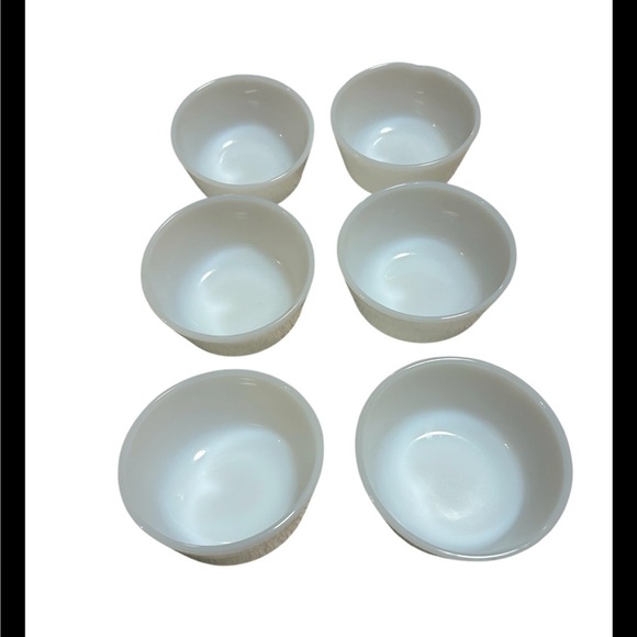 Set Of 6 Vintage Anchor Hocking Fire King Milk Glass Custard Cup Ramekins USA - Picture 4 of 7
